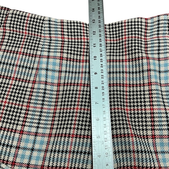 MONOPRIX 100% Cotton Wide Leg Cropped Plaid Trousers Side Zip Flat Front Sz 12 - Picture 6 of 11